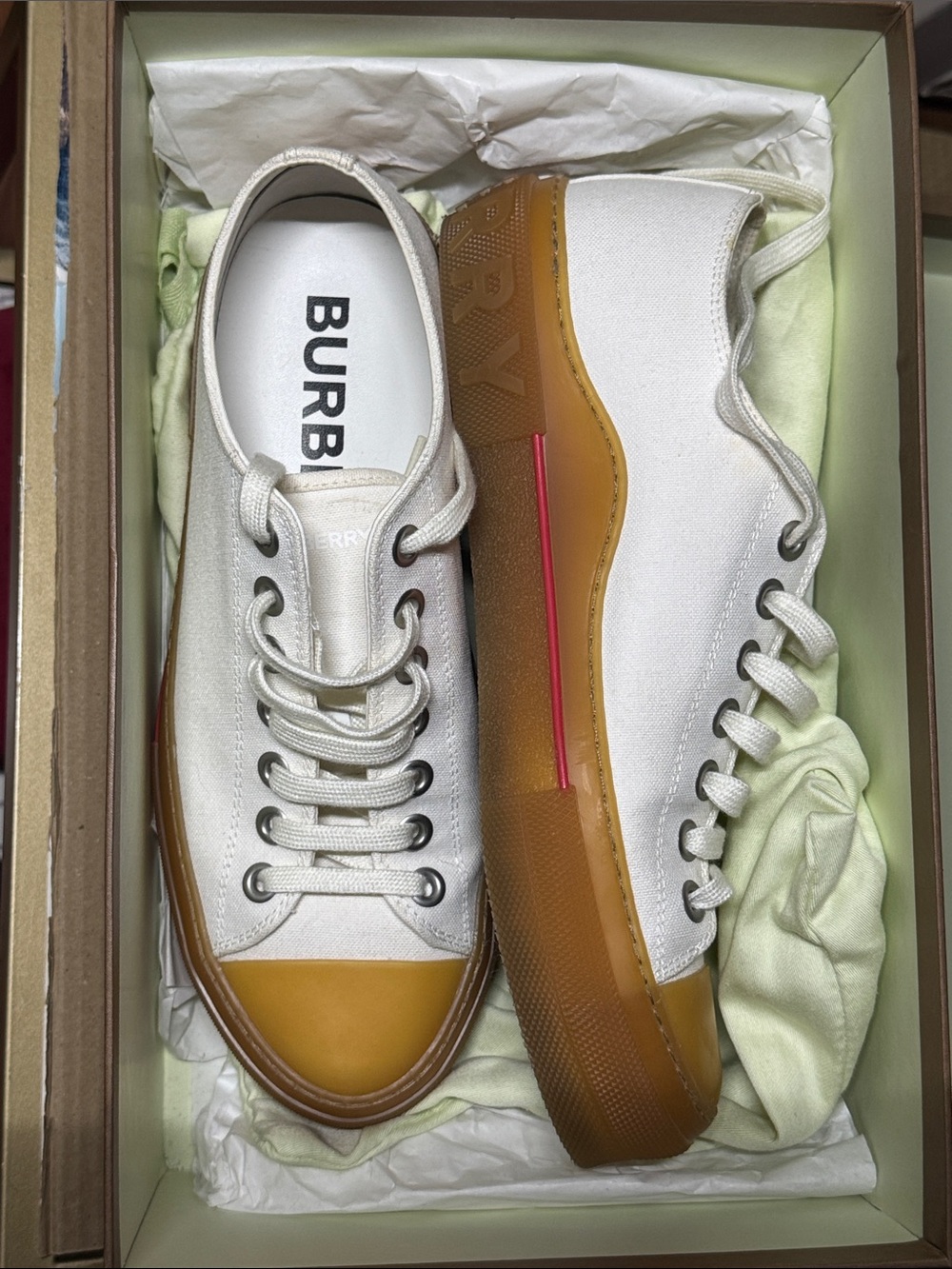 Burberry Arthur Low-Top Sneaker Sneakers White & Brown UK 9 US 10
